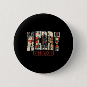 Badge Rond 5 Cm Retro Joyeux Noël Père Noël Noël Noël Arbre Snowma