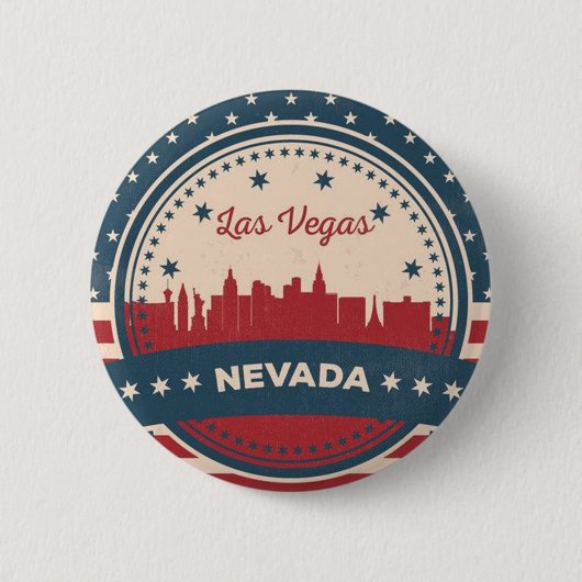 Badge Rond 5 Cm Retro Las Vegas Skyline (Devant)