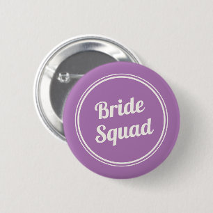 Badge Rond 5 Cm Retro Lavender Bride's Squad Bridesmaid Button
