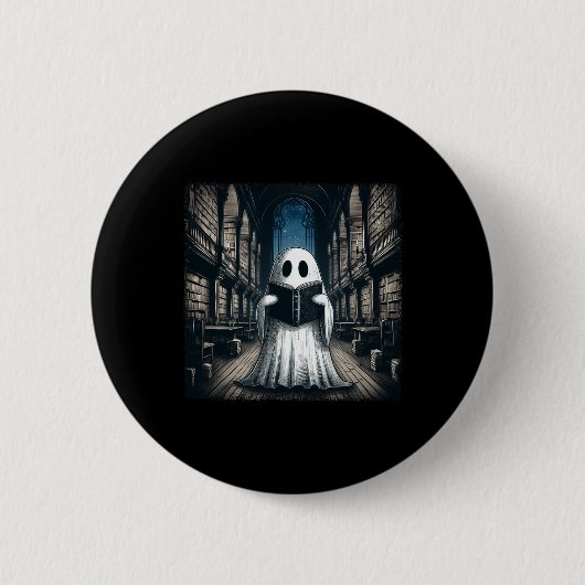 Badge Rond 5 Cm Retro Lecture Ghost Library Halloween Librairie Bo (Devant)