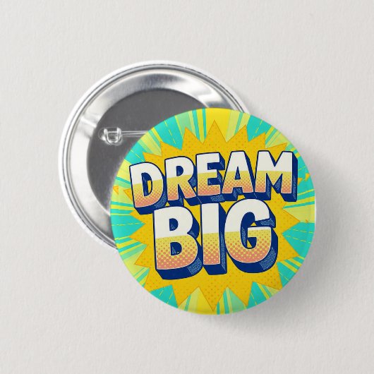 Badge Rond 5 Cm Retro lettering dream big text (Devant & derrière)