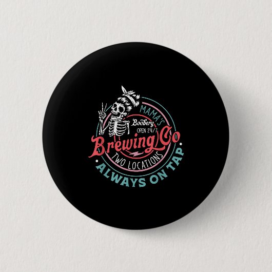 Badge Rond 5 Cm Retro Mama's Ery Brewing Co Funny Breastfeeding Sk (Devant)