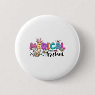 Badge Rond 5 Cm Retro Médicale Squad Bunny Nurse Coupe de Pâques