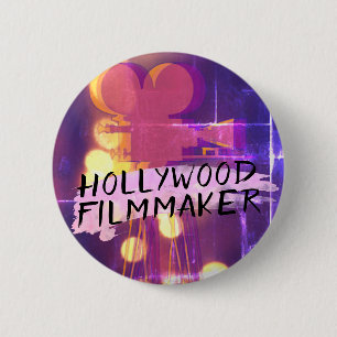 Badge Rond 5 Cm Rétro moderne cinéaste d'Hollywood en rose