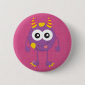 Badge Rond 5 Cm Rétro monstre pourpre mignon (Devant)