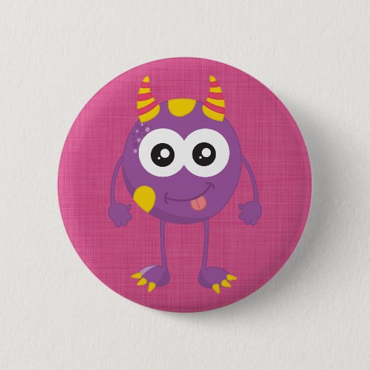 Badge Rond 5 Cm Rétro monstre pourpre mignon (Devant)