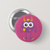 Badge Rond 5 Cm Rétro monstre pourpre mignon (Devant & derrière)