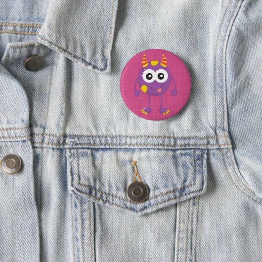 Badge Rond 5 Cm Rétro monstre pourpre mignon (En situation)