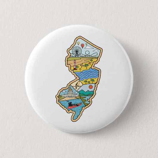 Badge Rond 5 Cm Retro New Jersey Cape May Atlantic City Souvenir (Devant)