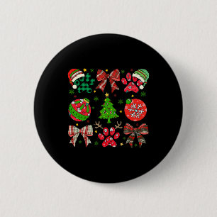 Badge Rond 5 Cm Retro Noël Coquette Chien Paws Paws Pajama de Noël