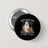 Badge Rond 5 Cm Retro Nurse Ghost Halloween Vaccine Dit Boo À (Devant & derrière)