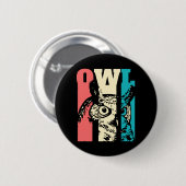 Badge Rond 5 Cm Retro Owl (Devant & derrière)