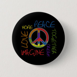 Badge Rond 5 Cm Rétro paix