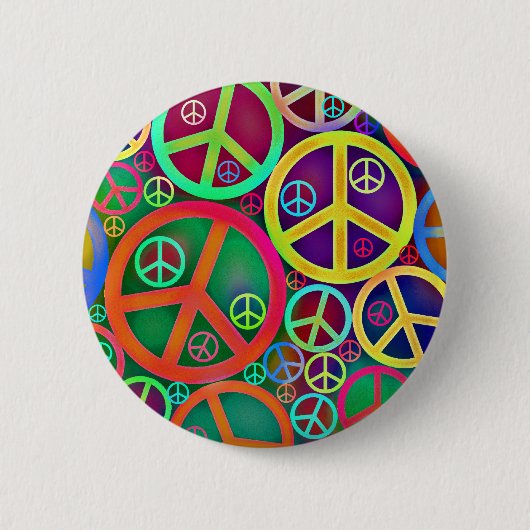 Badge Rond 5 Cm Rétro paix de cru de mod (Devant)
