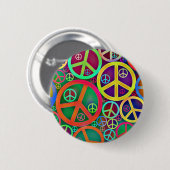 Badge Rond 5 Cm Rétro paix de cru de mod (Devant & derrière)