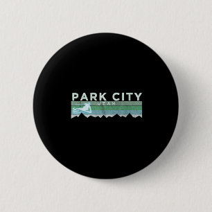 Badge Rond 5 Cm Retro Park City, Utah Ski en état de détresse