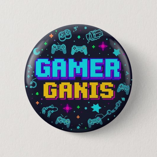 Badge Rond 5 Cm Retro Pixel Art Gaming Button Design" (Devant)