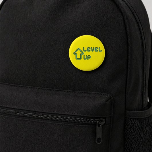 Badge Rond 5 Cm Retro Pixel Art Level Up Pin Button