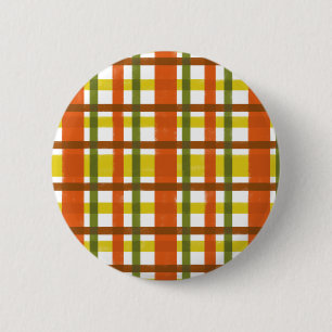 Badge Rond 5 Cm Rétro plaid de jaune les années 70 orange