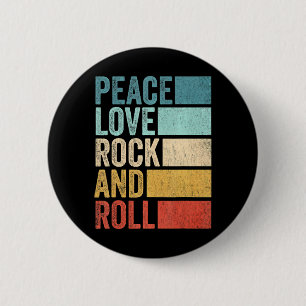 Badge Rond 5 Cm Retro Rocknroll Music Peace Love Rock Et Roll