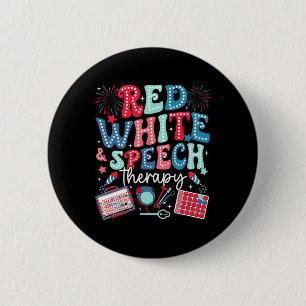 Badge Rond 5 Cm Retro Rouge Blanc Et Thérapie De La Parole Quatriè