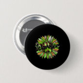 Badge Rond 5 Cm Retro-ruban vert de tournesol Leopard (Devant & derrière)
