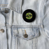 Badge Rond 5 Cm Retro-ruban vert de tournesol Leopard (En situation)