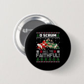 Badge Rond 5 Cm Retro Rugby O Scrum All Ye Faithful Ugly Merry Chr (Devant & derrière)
