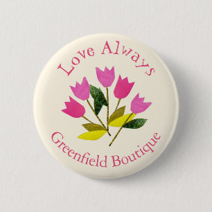 Badge Rond 5 Cm Retro Saint Valentin Amour toujours floral affaire