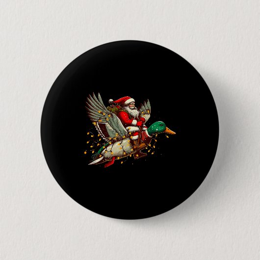 Badge Rond 5 Cm Retro Santa Mallard Duck Christmas Hunting Season (Devant)