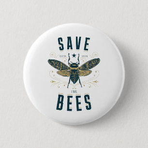 Badge Rond 5 Cm Rétro Sauvez Les Abeilles Apiary Chemise Bee Beeke