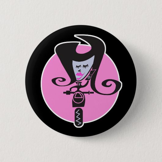 Badge Rond 5 Cm rétro scooter biker chic (Devant)