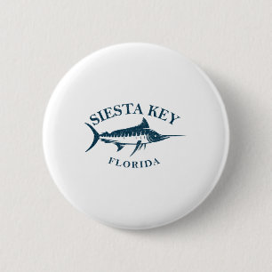 Badge Rond 5 Cm Retro Siesta Key Florida Pêche Vintage Bateau