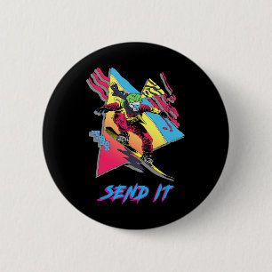 Badge Rond 5 Cm Retro Snowboard Aventure Graphique Envoyer
