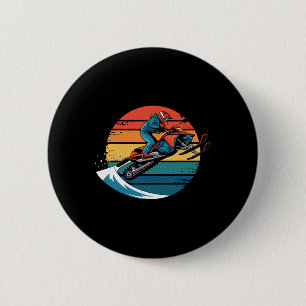 Badge Rond 5 Cm Retro Snowboard Mountain Sunset Snowboard Cadeaux