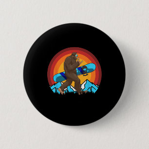 Badge Rond 5 Cm Retro Snowboard Sunset Bigfoot Rock On Pour La Nei