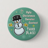 Badge Rond 5 Cm Retro Snowman Ugly Christmas Sweat Concours 3e (Devant)