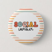 Badge Rond 5 Cm Rétro Social Worker (Devant)
