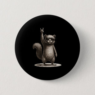 Badge Rond 5 Cm Retro Squirrel Rock Musique Drôle Cadeau Hommes Fe