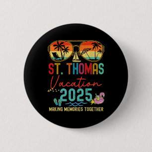 Badge Rond 5 Cm Retro St. Thomas Vacation 2025 Souvenirs correspon