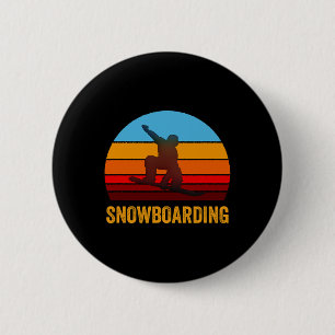 Badge Rond 5 Cm Retro Style Vintage Sunset Snowboard