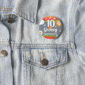 Badge Rond 5 Cm Retro Super 10e anniversaire (En situation)