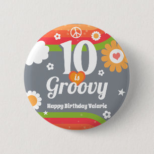 Badge Rond 5 Cm Retro Super 10e anniversaire
