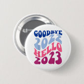 Badge Rond 5 Cm Retro Super Goodbye 2022 Hello 2023 New Year's Ev (Devant & derrière)