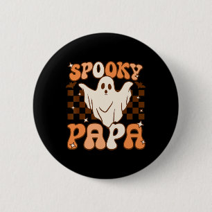 Badge Rond 5 Cm Retro Super Halloween Fantôme Éffrayant Papa Costu