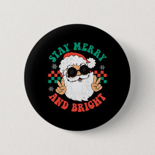 Badge Rond 5 Cm Retro Super Noël Joyeux Restez lumineux Hippie Sa
