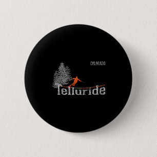 Badge Rond 5 Cm Retro Telluride Colorado Ski en état de détresse