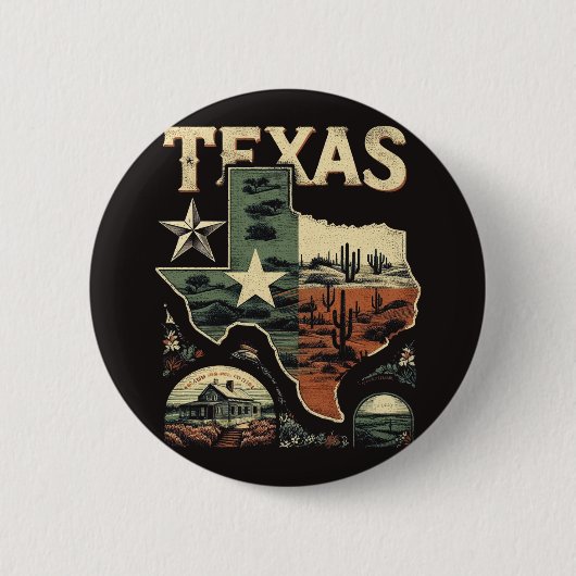 Badge Rond 5 Cm Retro Texas (Devant)