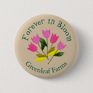 Badge Rond 5 Cm Retro Valentine's Day Tulips Business Florist
