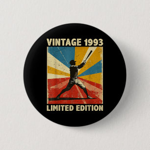 Badge Rond 5 Cm Retro Vintage 1993 Baseball Lover Limited Edition